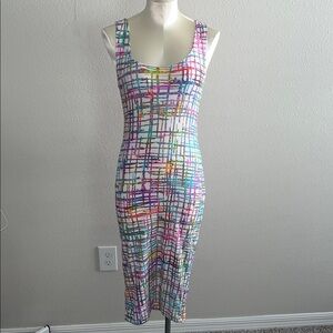 NWT geometric tie dye Midi  tank Dress